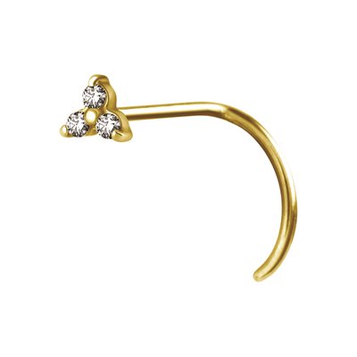 24k pvd gold jewelled trinity nosescrew