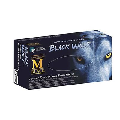Medical grade black latex gloves black wolf