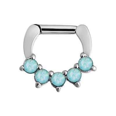 Hinged septum clicker with opal