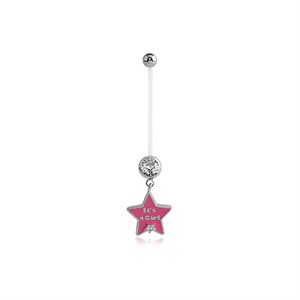 PTFE navel banana with steel jewelled ball and pink star