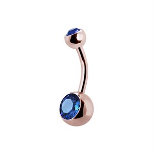 24k rose gold plated steel double jewelled navel banana