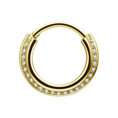 24k gold plated triple slanted jewelled hinged segment ring
