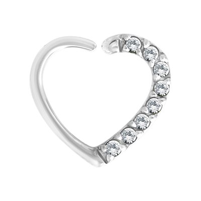 Jewelled heart continuous ring - left ear
