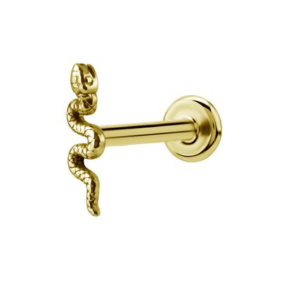 24k gold plated internal labret with snake attachment
