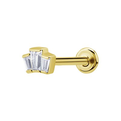 24k gold plated internal labret with jewelled baguette