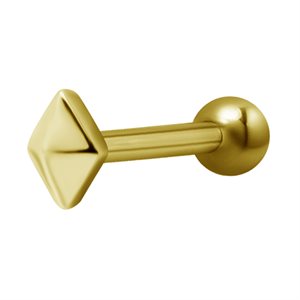 24k gold plated one side internal barbell with pyramid