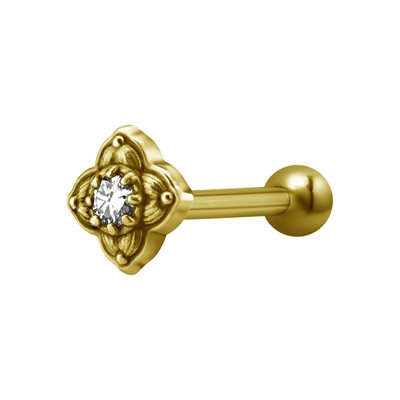 24k gold plated internal barbell with tribal flower attachment