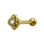 24k gold plated barbell with tribal flower attachment