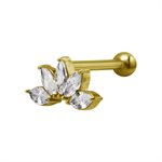 24k gold plated barbell with jewelled marquise attachment