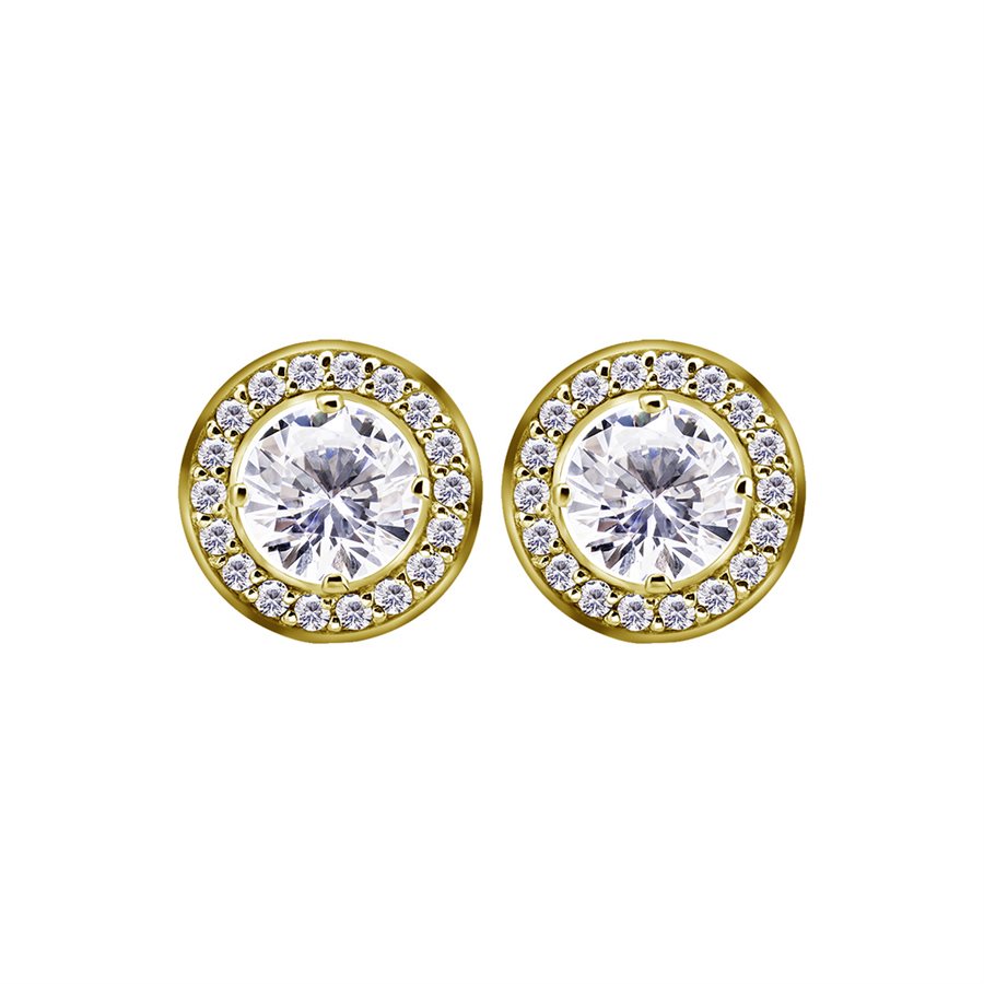 24k gold plated earstud with detachable pave set disc