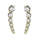 24k gold plated jewelled crescent climber earstuds
