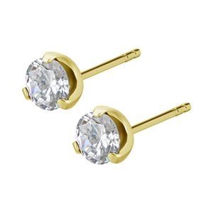 24k gold plated round cubic zirconia earstuds