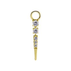 18k gold plated CoCr jewelled spike charm for clicker
