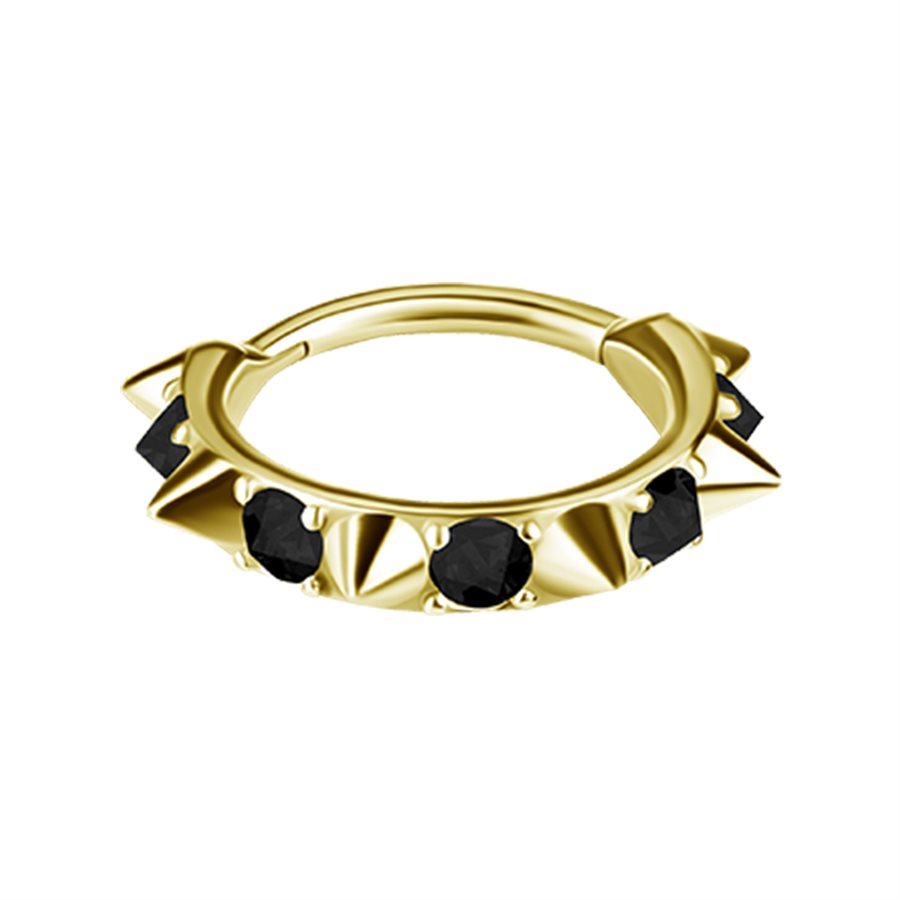 18k gold plated CoCr jewelled clicker ring with spike