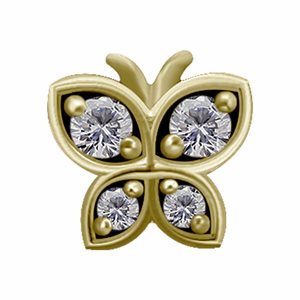 18k gold plated CoCr internal jewelled butterfly attachment