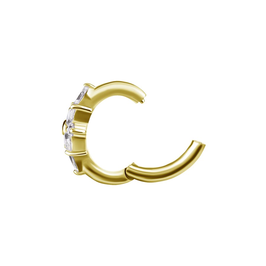 18k gold plated CoCr belly clicker ring w. jewelled flower