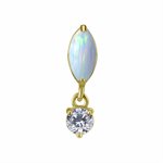 18k gold plated CoCr threadless attachment with opal