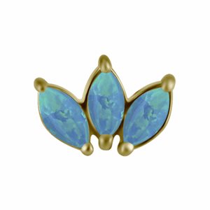 18k gold plated CoCr threadless attachment with opals