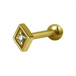 24k gold plated one side internal barbell with jewelled square