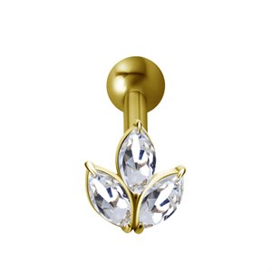 24k gold plated one side internal barbell with marquise