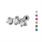 Micro barbell with 3 gems