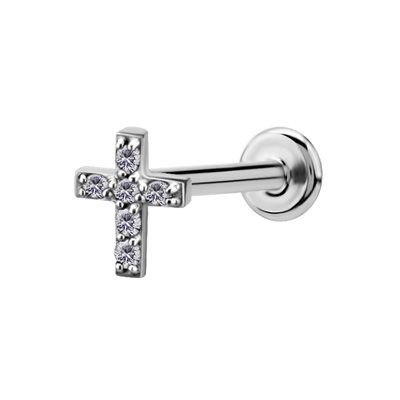 Internal labret with jewelled cross attachment