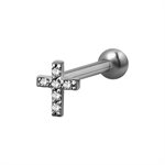 One side internal barbell with jewelled cross attachment