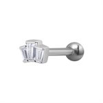 One side internal barbell with jewelled baguette attachment