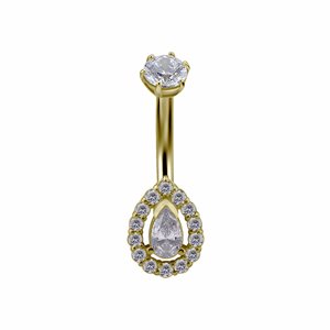 18k gold internal jewelled pear shape navel banana
