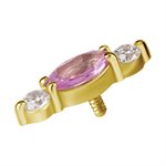 18k gold internal attachment with pink sapphire and diamonds