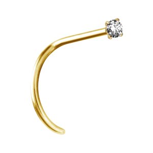18k gold nosescrew with prong setting jewel