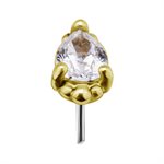 18k gold internal threadless jewelled pear shape attachment