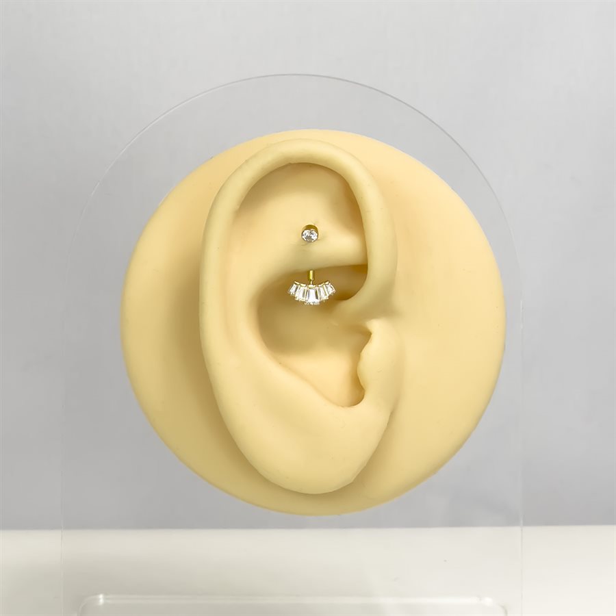 Gold plated threadless rook banana with 18k gold attachment