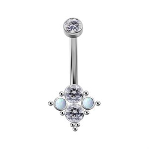 Titanium internal jewelled cluster navel banana with opals