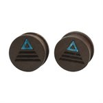Ribbed mahogany wood plugs with triangle design - sold in pairs