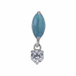 CoCr threadless attachment with opal and dangling zirconia
