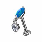 CoCr threadless attachment with opal and dangling zirconia