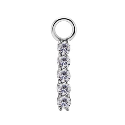 CoCr jewelled bar charm for clicker 11mm