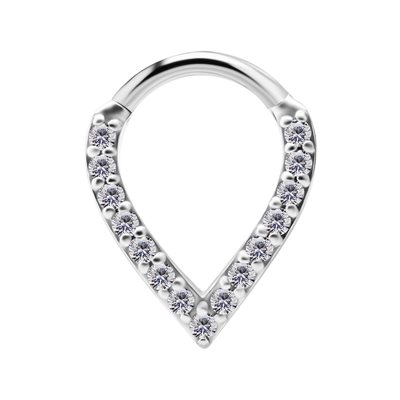 CoCr jewelled V shaped hinged clicker ring