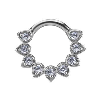 Anneau clicker en CoCr avec des zircons premium