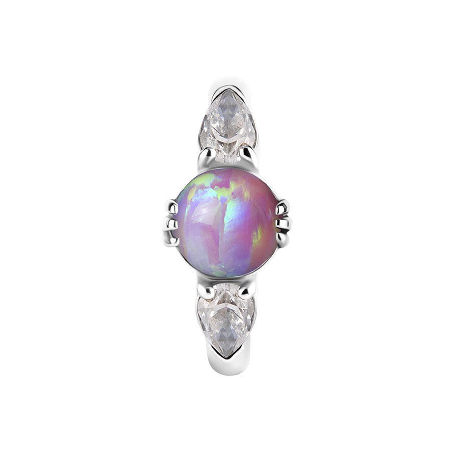 CoCr belly clicker ring with opal and zirconia
