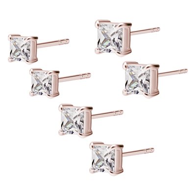 24k rose gold plated jewelled square earstuds