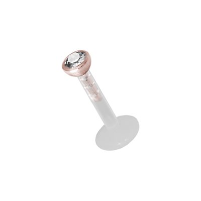 Bioplast labret with 24k rosegold plated jewelled attachment
