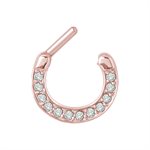 24k rose gold plated crystal hinged septum clicker