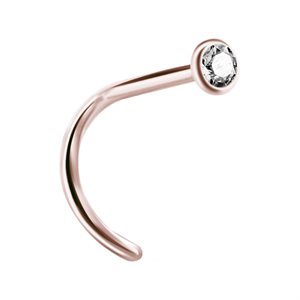 18k rose gold nosescrew with bezel setting jewel