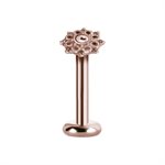 24k rose gold plated internal labret with tribal attachment